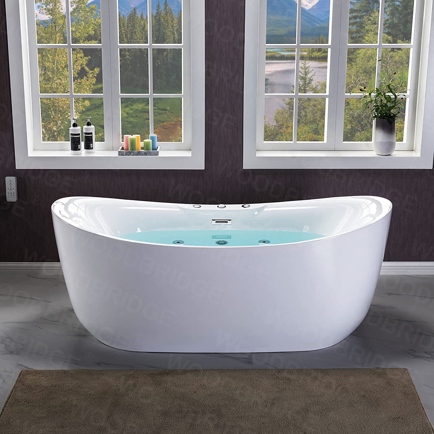 WOODBRIDGE Jetted and Air Bubble Freestanding Bathtub